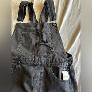 Women’s Free People We The Free Ziggy Black Denim Overalls Size Large